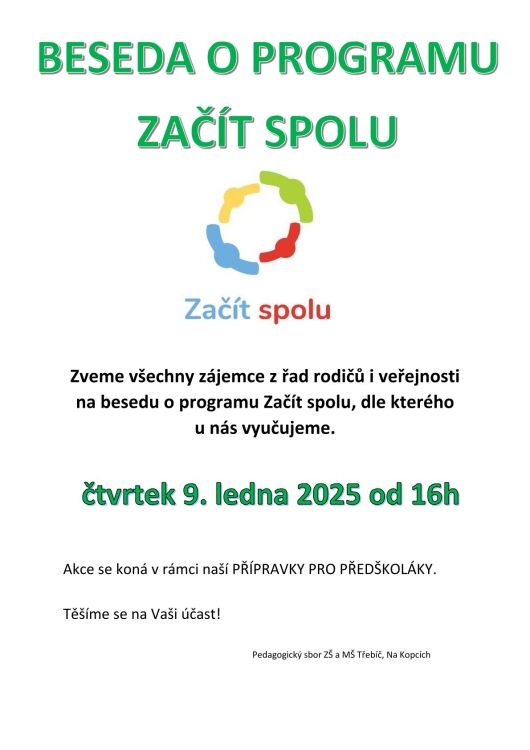 Beseda o programu Začít spolu 9. ledna 2025